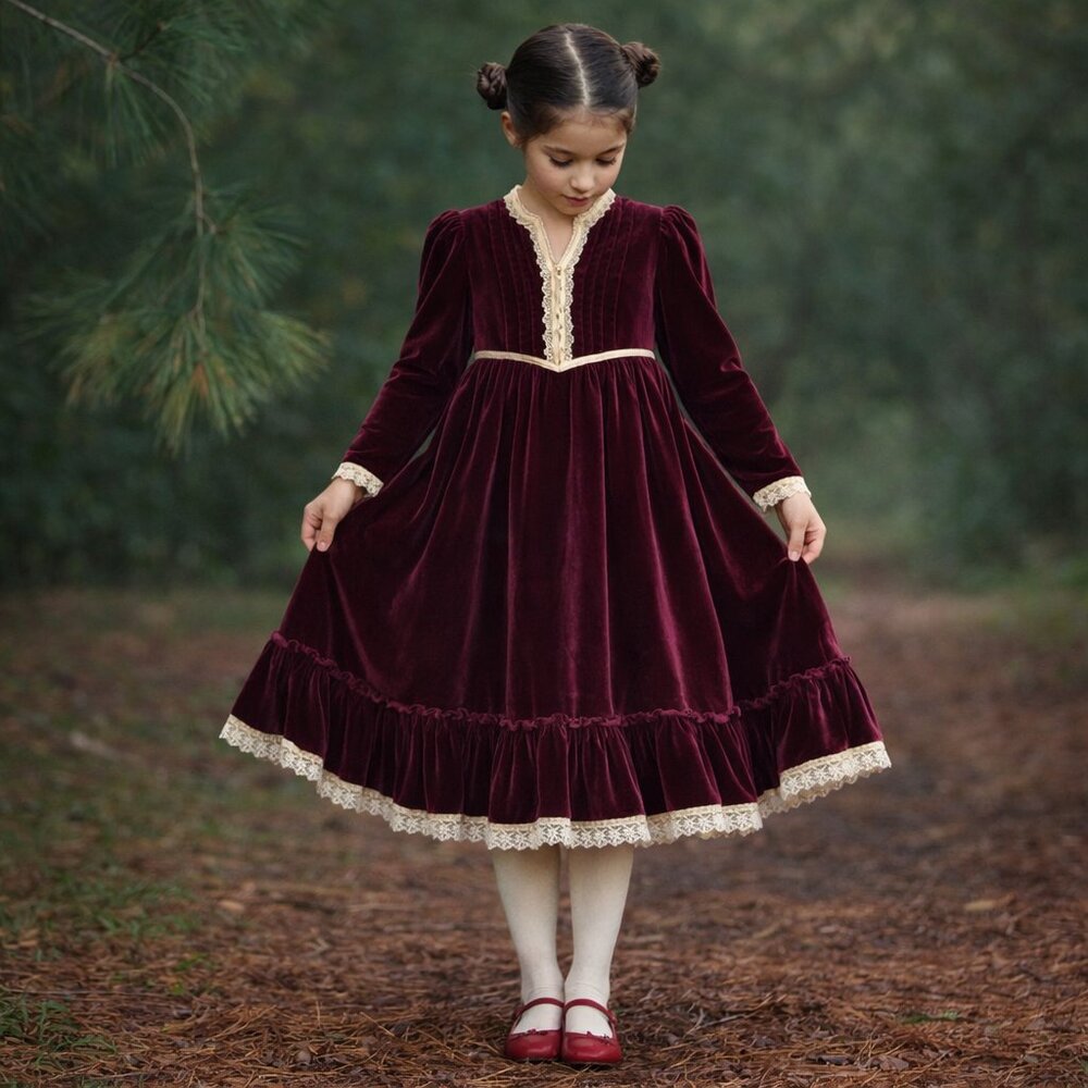 VINTAGE GUNNE SAX Jeunes Filles Jessica kids girl's size 7 prairie velvet dress
